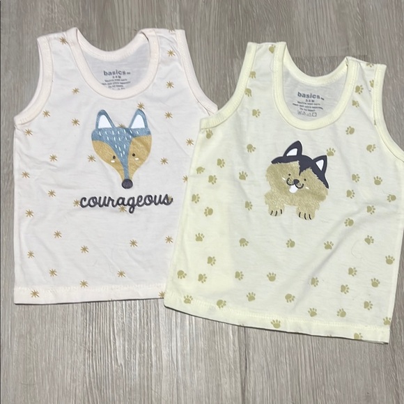 Asics White and Cream Animal Print Tank Tops 3-6M - Picture 1 of 1